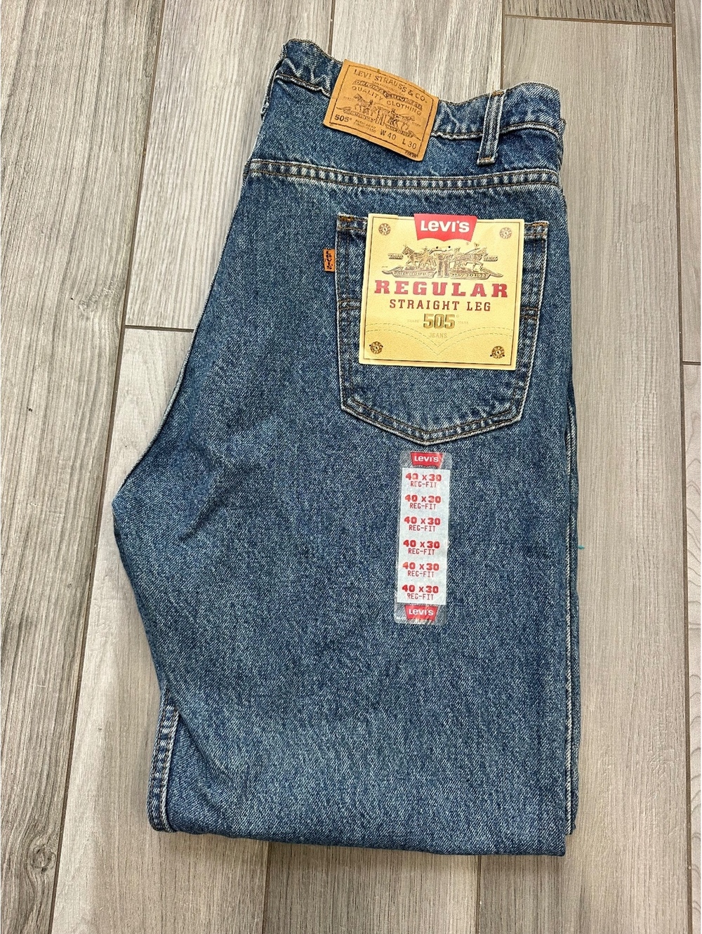 Vintage 1990s Levi’s 505 Orange Tab Jeans 40x30 NWT Deadstock Made in Colombia